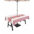 thumbnail image 1 of Outdoor Tablecloth with Umbrella Hole and Zipper, Pink Poinsettia Christmas Rectangle Table Cloth 60x84 Inch Waterproof Tablecloth, Xmas Botanical Winter Floral Picnic Table Cover for Patio Camping, 1 of 7