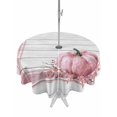 thumbnail image 1 of Outdoor Tablecloth with Umbrella Hole and Zipper, Pink Pumpkin Round Table Cloth 60 Inch Waterproof Tablecloth, Thanksgiving Fall Vintage White Stripe Picnic Table Cover for Patio Camping, 1 of 7