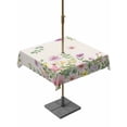 thumbnail image 1 of Outdoor Tablecloth with Umbrella Hole and Zipper, Pink Purple Flower Square Table Cloth 60x60 Inch Waterproof Tablecloth, Spring Farmhouse Country Floral Leaf Picnic Table Cover for Patio Camping, 1 of 7