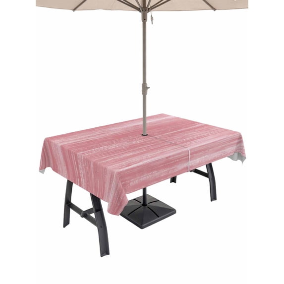 Outdoor Tablecloth with Umbrella Hole and Zipper, Pink Rectangle Table Cloth 54x80 Inch Waterproof Tablecloth, Vintage Modern Abstract Art Ombre Picnic Table Cover for Patio Camping