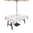 thumbnail image 1 of Outdoor Tablecloth with Umbrella Hole and Zipper, Pink Roses Rectangle Table Cloth 54x80 Inch Waterproof Tablecloth, Valentine's Day Floral Leaves Romantic Spring Picnic Table Cover for Patio Camping, 1 of 7