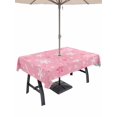 thumbnail image 1 of Outdoor Tablecloth with Umbrella Hole and Zipper, Pink Snowflake Christmas Rectangle Table Cloth 60x84 Inch Waterproof Tablecloth, Winter Xmas Snowflake Picnic Table Cover for Patio Camping, 1 of 7
