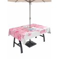 thumbnail image 1 of Outdoor Tablecloth with Umbrella Hole and Zipper, Pink Snowman Christmas Rectangle Table Cloth 54x80 Inch Waterproof Tablecloth, Xmas Balls Snowflake Picnic Table Cover for Patio Camping, 1 of 7