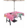 thumbnail image 1 of Outdoor Tablecloth with Umbrella Hole and Zipper, Pink Snowman Christmas Rectangle Table Cloth 54x80 Inch Waterproof Tablecloth, Xmas Tree Ball Winter Snowflake Picnic Table Cover for Patio Camping, 1 of 7