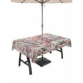 thumbnail image 1 of Outdoor Tablecloth with Umbrella Hole and Zipper, Pink Snowman Christmas Rectangle Table Cloth 60x84 Inch Waterproof Tablecloth, Xmas Floral Tree Snowflake Rustic Picnic Table Cover for Patio Camping, 1 of 7
