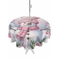 thumbnail image 1 of Outdoor Tablecloth with Umbrella Hole and Zipper, Pink Snowman Christmas Round Table Cloth 54 Inch Waterproof Tablecloth, Xmas Floral Tree Snowflake Picnic Table Cover for Patio Camping, 1 of 7