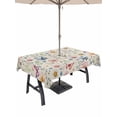 thumbnail image 1 of Outdoor Tablecloth with Umbrella Hole and Zipper, Pink Spring Floral Rectangle Table Cloth 52x70 Inch Waterproof Tablecloth, Elegant Pastoral Flowers Butterflies Rustic Picnic Table Cover for Patio, 1 of 7