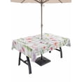 thumbnail image 1 of Outdoor Tablecloth with Umbrella Hole and Zipper, Pink Spring Floral Rectangle Table Cloth 60x102 Inch Waterproof Tablecloth, Flowers Botanical Elegant Wooden Picnic Table Cover for Patio Camping, 1 of 7