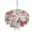 thumbnail image 1 of Outdoor Tablecloth with Umbrella Hole Zipper Pink Spring Floral Round Tablecloth 54" Waterproof Outside Table Cloth Farmhouse Flowers Botanical Butterfly Patio Table Cover Tablecloths for Picnic, 1 of 8