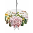 thumbnail image 1 of Outdoor Tablecloth with Umbrella Hole Zipper Pink Spring Floral Round Tablecloth 54" Waterproof Outside Table Cloth Pastoral Flowers Summer Botanical Patio Table Cover Tablecloths for Picnic Party, 1 of 8