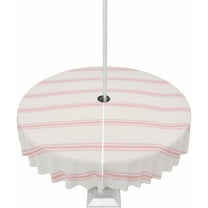 Outdoor Tablecloth with Umbrella Hole and Zipper Pink Stripes Round Tablecloths 60 Inch Waterproof Outside Table Cloths Abstract Lines Striped Patio Table Cloth Cover for Outdoor Tables Garden