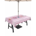 thumbnail image 1 of Outdoor Tablecloth with Umbrella Hole and Zipper, Pink Summer Coastal Rectangle Table Cloth 54x80 Inch Waterproof Tablecloth, Modern Ocean Waves Starfish Shell Picnic Table Cover for Patio Camping, 1 of 7
