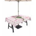 thumbnail image 1 of Outdoor Tablecloth with Umbrella Hole and Zipper, Pink Tulip Spring Floral Rectangle Table Cloth 52x70 Inch Waterproof Tablecloth, Romantic Flowers Modern Art Pink Plaid Picnic Table Cover for Patio, 1 of 7