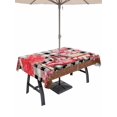 thumbnail image 1 of Outdoor Tablecloth with Umbrella Hole and Zipper, Pink Valentine's Day Rectangle Table Cloth 52x70 Inch Waterproof Tablecloth, Love Heart Roses Gnomes Truck Plaid Picnic Table Cover for Patio Camping, 1 of 7
