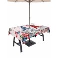 thumbnail image 1 of Outdoor Tablecloth with Umbrella Hole and Zipper, Pink Valentine's Day Rectangle Table Cloth 52x70 Inch Waterproof Tablecloth, Spring Floral Eucalyptus Leaves Gnomes Picnic Table Cover for Patio, 1 of 7