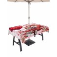 thumbnail image 1 of Outdoor Tablecloth with Umbrella Hole and Zipper, Pink Valentine's Day Rectangle Table Cloth 60x120 Inch Waterproof Tablecloth, Love Heart Gnomes Truck Roses Plaid Picnic Table Cover for Patio, 1 of 7