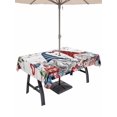 thumbnail image 1 of Outdoor Tablecloth with Umbrella Hole and Zipper, Pink Valentine's Day Rectangle Table Cloth 60x84 Inch Waterproof Tablecloth, Gnomes Floral Eucalyptus Leaves Wooden Picnic Table Cover for Patio, 1 of 7