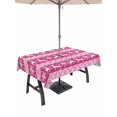 thumbnail image 1 of Outdoor Tablecloth with Umbrella Hole and Zipper, Pink Xmas Reindeer Rectangle Table Cloth 60x84 Inch Waterproof Tablecloth, Christmas Snowflakes Stripes Winter Picnic Table Cover for Patio Camping, 1 of 7