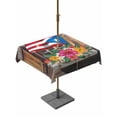 thumbnail image 1 of Outdoor Tablecloth with Umbrella Hole and Zipper, Puerto Rico Flag Square Table Cloth 60x60 Inch Waterproof Tablecloth, Farmhouse Retro Flowers American Flags Picnic Table Cover for Patio Camping, 1 of 7