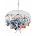 thumbnail image 1 of Outdoor Tablecloth with Umbrella Hole and Zipper, Pumpkin Coastal Round Table Cloth 60 Inch Waterproof Tablecloth, Blue Thanksgiving Starfish Shell Fall Picnic Table Cover for Patio Camping, 1 of 7