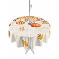 thumbnail image 1 of Outdoor Tablecloth with Umbrella Hole and Zipper, Pumpkins Fall Round Table Cloth 60 Inch Waterproof Tablecloth, Thanksgiving Orange Maple Leaf Picnic Table Cover for Patio Camping, 1 of 7