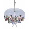 thumbnail image 1 of Outdoor Tablecloth with Umbrella Hole and Zipper, Purple Blue Christmas Snowman Round Table Cloth 60 Inch Waterproof Tablecloth, Winter Xmas Tree Snowflakes Picnic Table Cover for Patio Camping, 1 of 7
