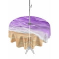 thumbnail image 1 of Outdoor Tablecloth with Umbrella Hole & Zipper, Purple Coastal Beach Round Tablecloth 54 Inch, Summer Nautical Ocean Beige Seaside Patio Table Cover Waterproof Table Cloth for Picnic/Party, 1 of 7