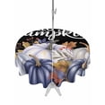 thumbnail image 1 of Outdoor Tablecloth with Umbrella Hole and Zipper, Purple Fall Pumpkin Round Table Cloth 60 Inch Waterproof Tablecloth, Thanksgiving Maple Leaf Black Picnic Table Cover for Patio Camping, 1 of 7