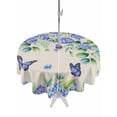 thumbnail image 1 of Outdoor Tablecloth with Umbrella Hole and Zipper, Purple Hydrangea Round Table Cloth 60 Inch Waterproof Tablecloth, Spring Eucalyptus Butterfly Rustic Burlap Picnic Table Cover for Patio Camping, 1 of 7
