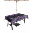 thumbnail image 1 of Outdoor Tablecloth with Umbrella Hole and Zipper, Purple Lavender Rectangle Table Cloth 52x70 Inch Waterproof Tablecloth, Spring Watercolor Wildflowers Plant Black Picnic Table Cover for Patio, 1 of 7