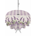 thumbnail image 1 of Outdoor Tablecloth with Umbrella Hole and Zipper, Purple Lavenders Round Table Cloth 60 Inch Waterproof Tablecloth, Spring Floral Plaid Farmhouse Rustic Picnic Table Cover for Patio Camping, 1 of 7