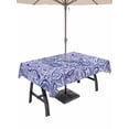 thumbnail image 1 of Outdoor Tablecloth with Umbrella Hole and Zipper, Purple Navy Blue Rectangle Table Cloth 60x120 Inch Waterproof Tablecloth, Retro Botanical Abstract Art Picnic Table Cover for Patio Camping, 1 of 7