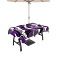 thumbnail image 1 of Outdoor Tablecloth with Umbrella Hole and Zipper, Purple Stripe Waterproof Patio Tablecloth for Dining 52''x70'', Black Grey White Gradient Striped Geometric Wipeable Table Cover for Picnic BBQ Party, 1 of 9