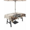 thumbnail image 1 of Outdoor Tablecloth with Umbrella Hole and Zipper, Rabbits Pine Cone Rectangle Table Cloth 54x80 Inch Waterproof Tablecloth, Sweet Home Texture Rustic Leaf Retro Beige Picnic Table Cover for Patio, 1 of 7
