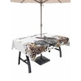thumbnail image 1 of Outdoor Tablecloth with Umbrella Hole and Zipper, Rabbits Pine Cone Rectangle Table Cloth 60x84 Inch Waterproof Tablecloth, Sweet Home Texture Brown Leaves Berries Picnic Table Cover for Patio, 1 of 7