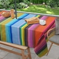 thumbnail image 1 of Outdoor Tablecloth with Umbrella Hole and Zipper, Rectangle Patio Table Covers for Spring/Summer, Machine Washable Outdoor Picnic Table Cloth (02stripes, 60" × 84" Rectangular), 1 of 6