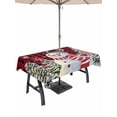thumbnail image 1 of Outdoor Tablecloth with Umbrella Hole and Zipper, Red Black Plaid Snowman Rectangle Table Cloth 60x84 Inch Waterproof Tablecloth, Christmas Tree Snowflake Winter Picnic Table Cover for Patio Camping, 1 of 7