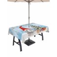 thumbnail image 1 of Outdoor Tablecloth with Umbrella Hole and Zipper, Red Blue Gnomes Christmas Rectangle Table Cloth 52x70 Inch Waterproof Tablecloth, Snowflake Xmas Tree Gifts Winter Picnic Table Cover for Patio, 1 of 7