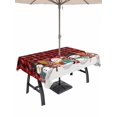 thumbnail image 1 of Outdoor Tablecloth with Umbrella Hole and Zipper, Red Buffalo Plaid Snowman Rectangle Table Cloth 60x84 Inch Waterproof Tablecloth, Christmas Winter Snowflake Xmas Picnic Table Cover for Patio, 1 of 7