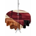 thumbnail image 1 of Outdoor Tablecloth with Umbrella Hole Zipper Red Burnt Orange Round Tablecloth 54" Waterproof Outside Table Cloth Geometric Boho Modern Abstract Patio Table Cover Tablecloths for Picnic Party, 1 of 8