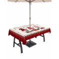 thumbnail image 1 of Outdoor Tablecloth with Umbrella Hole and Zipper, Red Christmas Gnomes Rectangle Table Cloth 54x80 Inch Waterproof Tablecloth, Winter Xmas Tree Snowflake Plaid Picnic Table Cover for Patio Camping, 1 of 7