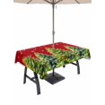 thumbnail image 1 of Outdoor Tablecloth with Umbrella Hole and Zipper, Red Christmas Rectangle Table Cloth 52x70 Inch Waterproof Tablecloth, Xmas Tree Snowflake Winter Botanical Picnic Table Cover for Patio Camping, 1 of 7