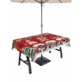 thumbnail image 1 of Outdoor Tablecloth with Umbrella Hole and Zipper, Red Christmas Rectangle Table Cloth 54x80 Inch Waterproof Tablecloth, Gnomes Xmas Tree Poinsettia Eucalyptus Picnic Table Cover for Patio Camping, 1 of 7