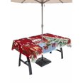 thumbnail image 1 of Outdoor Tablecloth with Umbrella Hole and Zipper, Red Christmas Rectangle Table Cloth 54x80 Inch Waterproof Tablecloth, Xmas Tree Gnomes Poinsettia Snowflake Picnic Table Cover for Patio Camping, 1 of 7