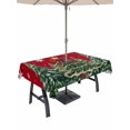 thumbnail image 1 of Outdoor Tablecloth with Umbrella Hole and Zipper, Red Christmas Rectangle Table Cloth 60x102 Inch Waterproof Tablecloth, Snowflake Xmas Christmas Tree Picnic Table Cover for Patio Camping, 1 of 7