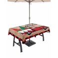 thumbnail image 1 of Outdoor Tablecloth with Umbrella Hole and Zipper, Red Christmas Rectangle Table Cloth 60x102 Inch Waterproof Tablecloth, Truck Gnomes Xmas Tree Snowflake Wooden Plaid Picnic Table Cover for Patio, 1 of 7