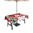 thumbnail image 1 of Outdoor Tablecloth with Umbrella Hole and Zipper, Red Christmas Rectangle Table Cloth 60x102 Inch Waterproof Tablecloth, Winter Snowman Pine Tree Berry Snowflakes Picnic Table Cover for Patio Camping, 1 of 7