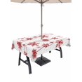 thumbnail image 1 of Outdoor Tablecloth with Umbrella Hole and Zipper, Red Christmas Rectangle Table Cloth 60x120 Inch Waterproof Tablecloth, Winter Xmas Snowflake Wave Picnic Table Cover for Patio Camping, 1 of 7