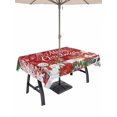 thumbnail image 1 of Outdoor Tablecloth with Umbrella Hole and Zipper, Red Christmas Rectangle Table Cloth 60x120 Inch Waterproof Tablecloth, Xmas Snowman Santa Elk Winter Snowflake Picnic Table Cover for Patio Camping, 1 of 7