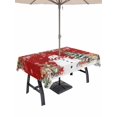 thumbnail image 1 of Outdoor Tablecloth with Umbrella Hole and Zipper, Red Christmas Rectangle Table Cloth 60x84 Inch Waterproof Tablecloth, Snowman Xmas Tree Poinsettia Eucalyptus Picnic Table Cover for Patio Camping, 1 of 7